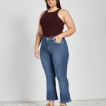 ART. 3011 | CROP SEMI OXFORD STONE CON TAJO EN BOTA ELASTIZADO