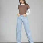 ART. 359 | WIDE LEG CELESTE CON RECORTE DEFLECADO RÍGIDO