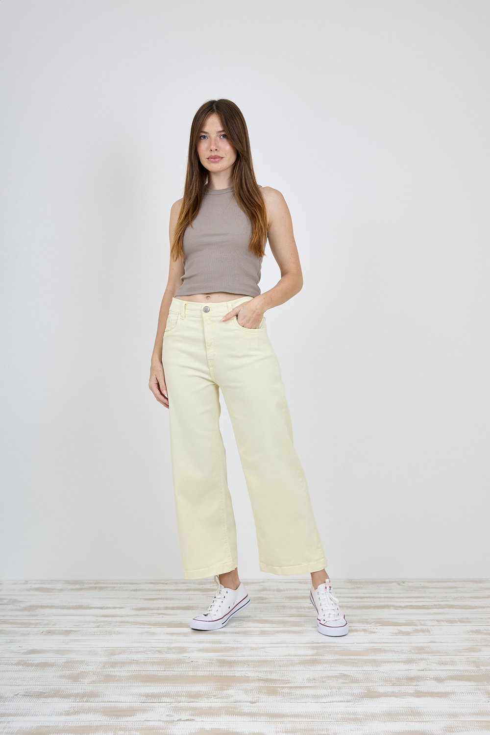 456-1.jpg ART. 456 | CROP WIDE LEG AMARILLO MANTEQUILLA ELASTIZADO - Imagen 1