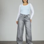 ART. 853 | WIDE LEG GRIS CON STRASS RÍGIDO