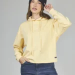 ART. A-65 | BUZO CROP AMARILLO CON CAPUCHA LIBELULA